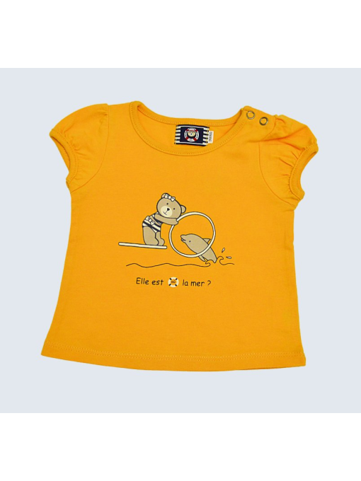 T-Shirt d'occasion Elle est où la Mer 3 Mois pour fille.